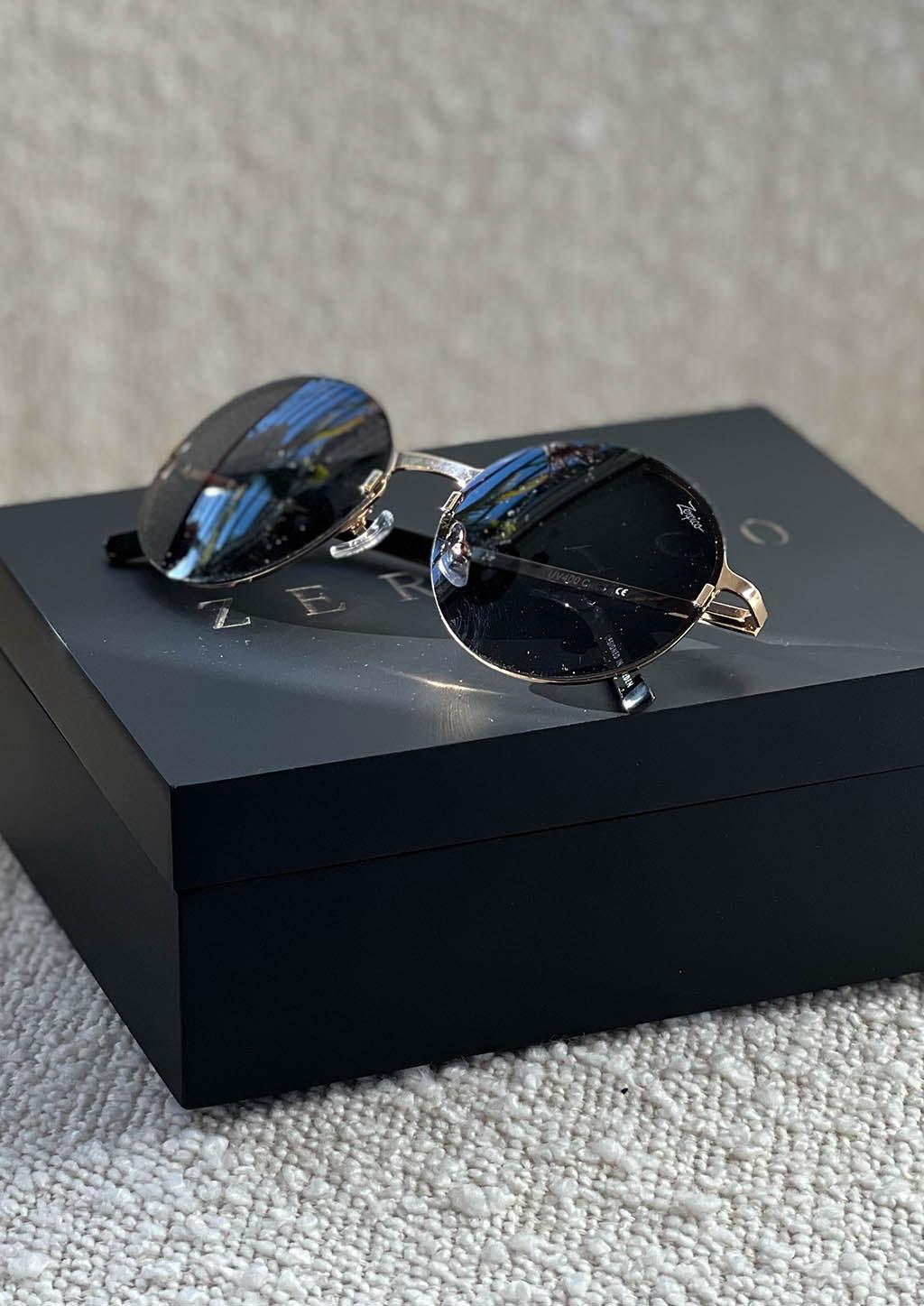 Titanium Round Sunglasses - V2 - 24K GOLD Plated